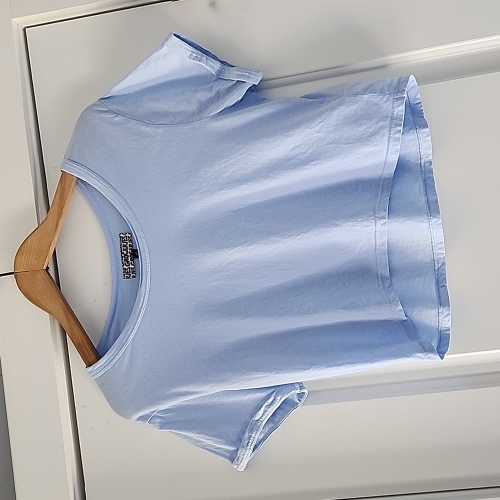 Groceries 100% organic cotton pastel blue cropped top t-shirt!